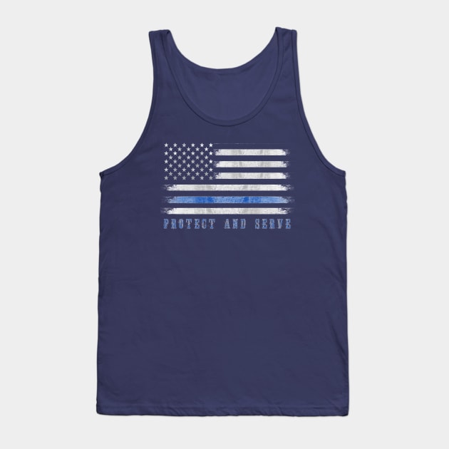 THIN BLUE LINE PROTECT AND SERVE Tank Top by Scarebaby